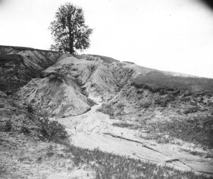 A gully in Indiana, USA, in the 1930s